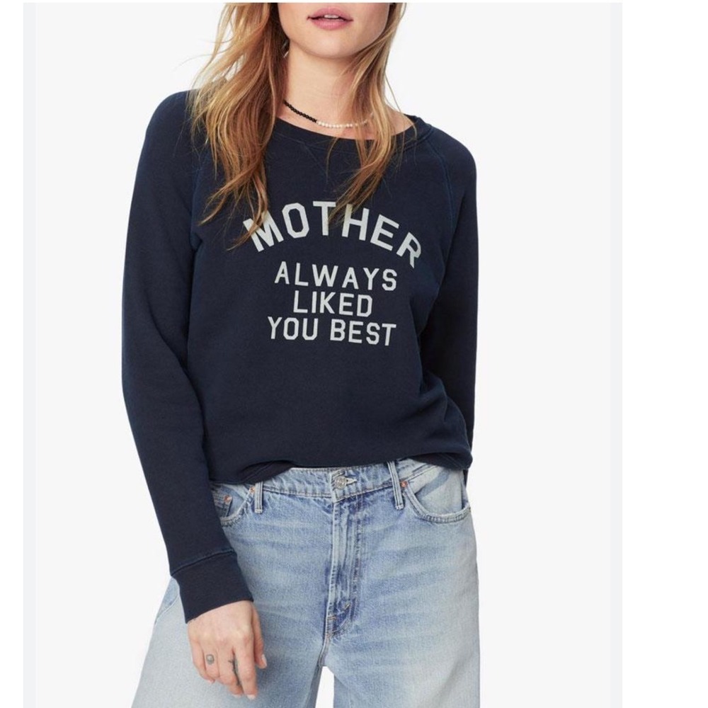 Mother Denim The Square Pullover Navy Mother Always Liked You Best Sweatshirt M